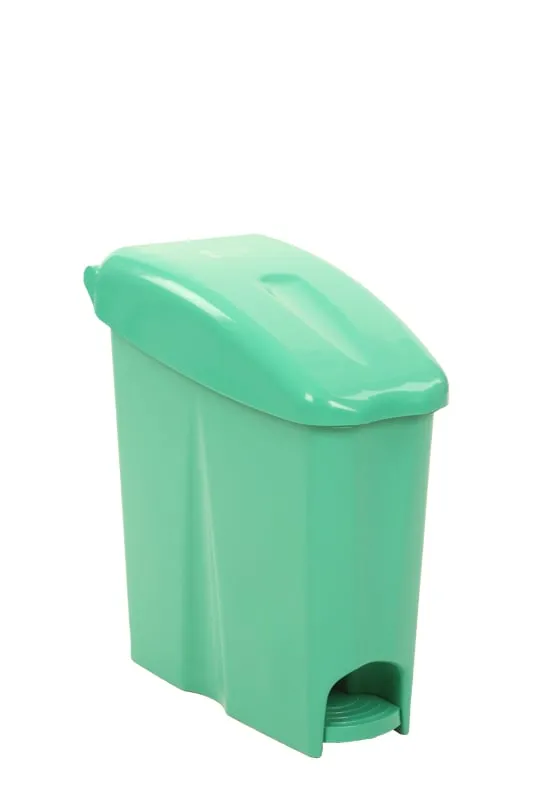 Schmaler Treteimer mit Deckel | 17 Liter, HxBxT 48,5x44x23,5cm | Kunststoff | Grün