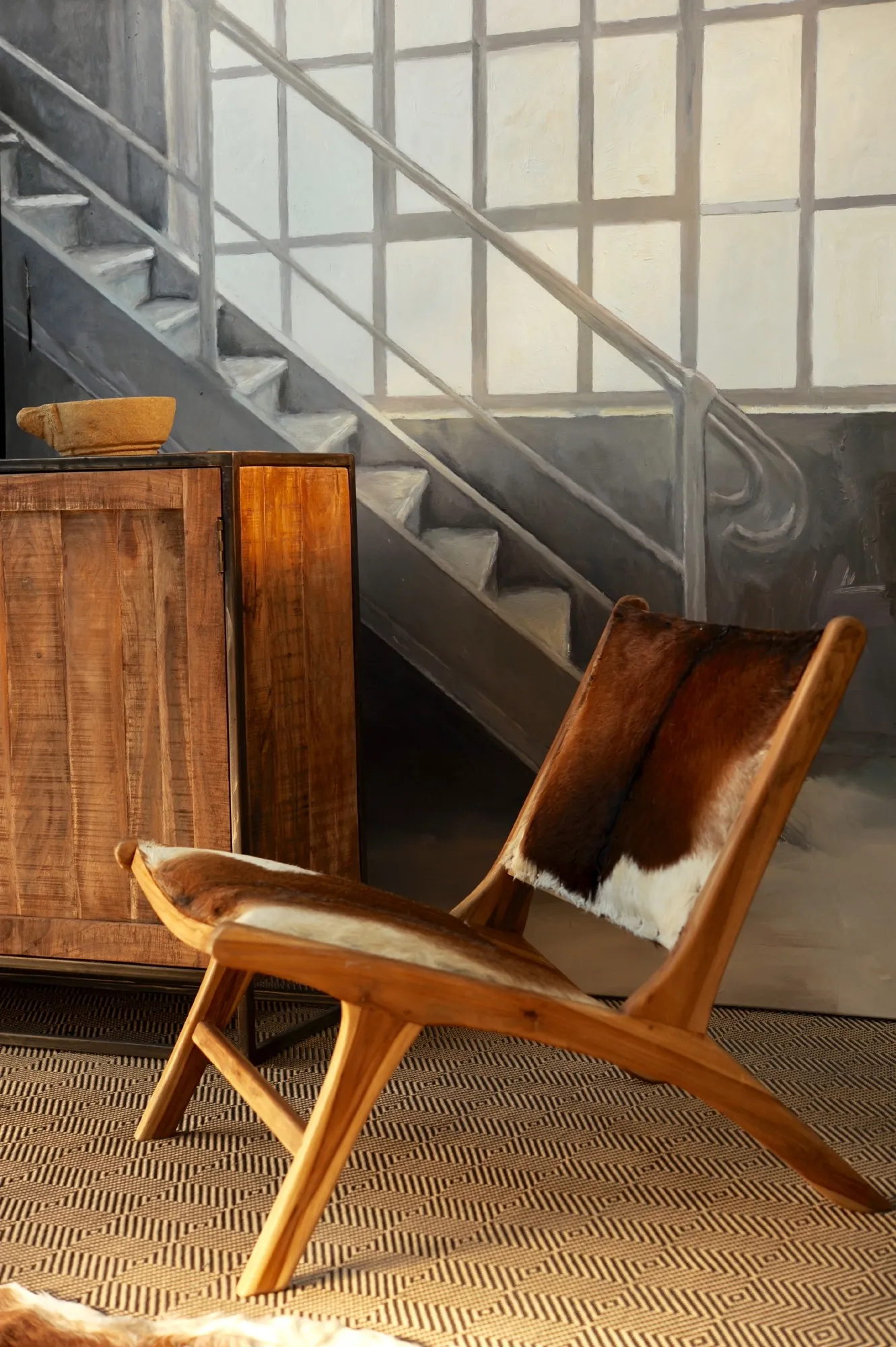 Lounge Stuhl 'Harare', weiß, braun, beige, T 80 cm, B 66 cm, H 69 cm