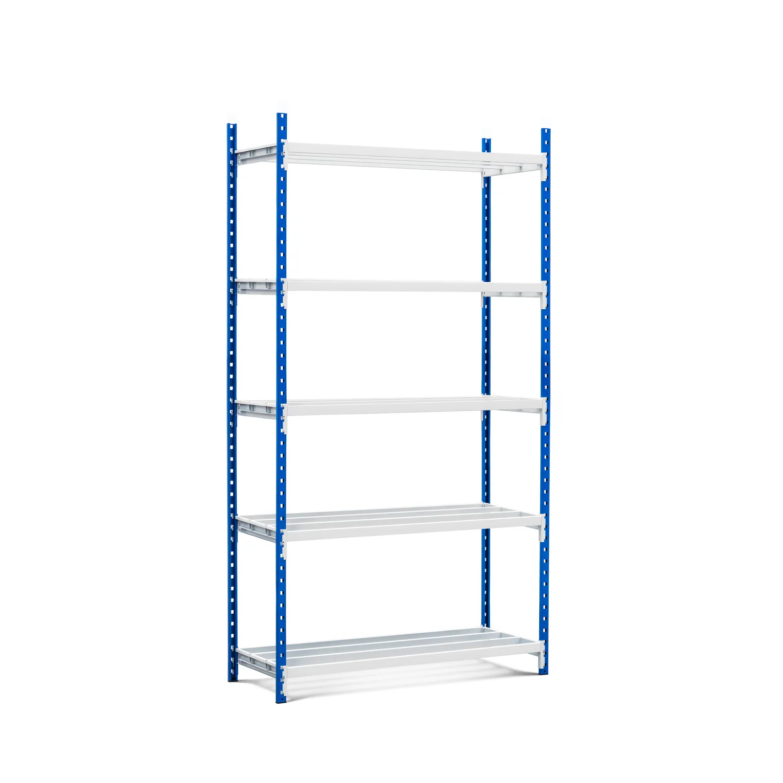 Fachbodenregal MAXIMUS Pro | Anbauregal | HxBxT 220x100x80cm | 5 Ebenen | offener Fachboden | Fachlast 303kg | Lichtblau/Lichtgrau