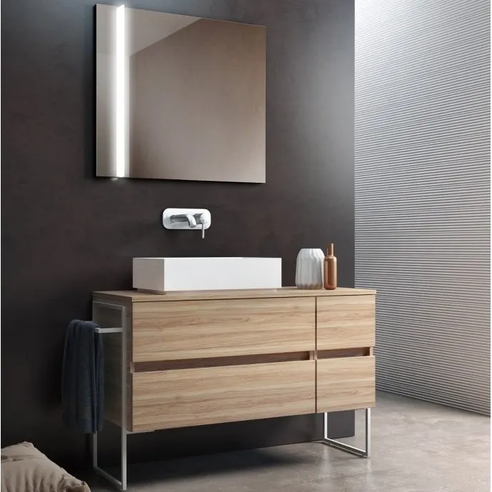 ELEMENTI METALLICI 2-SCHUBLADEN-WASCHTISCHUNTERSCHRANK MIT WASCHTISCH, SPIEGEL