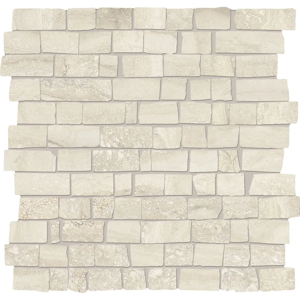 PROVENZA FLIESEN UNIQUE TRAVERTINE MOSAIK MINI BLOCK CREAM VEIN CUT NAT. 30X30