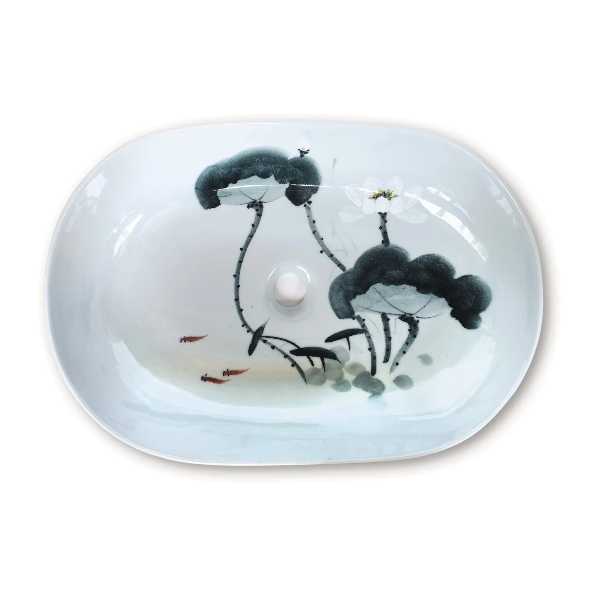 Keramikwaschbecken 'Flora', H 14 cm, B 58 cm, T 40 cm