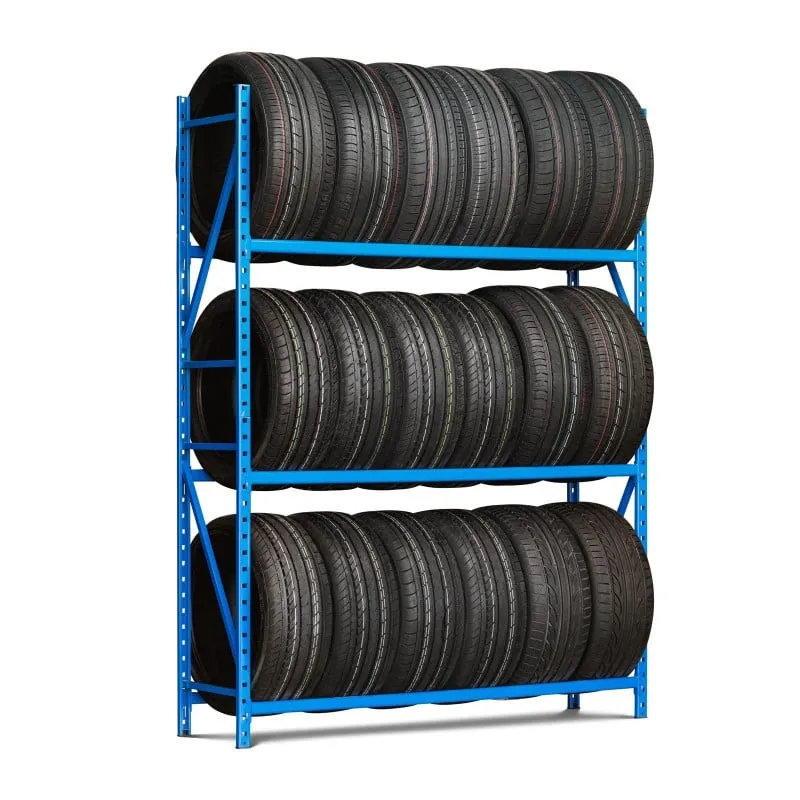 Reifenregal High MAXIMUS | Anbauregal | HxBxT 240x100x50cm | 4 Ebenen | 140kg Fachlast | bis zu 16 Reifen | Lichtblau