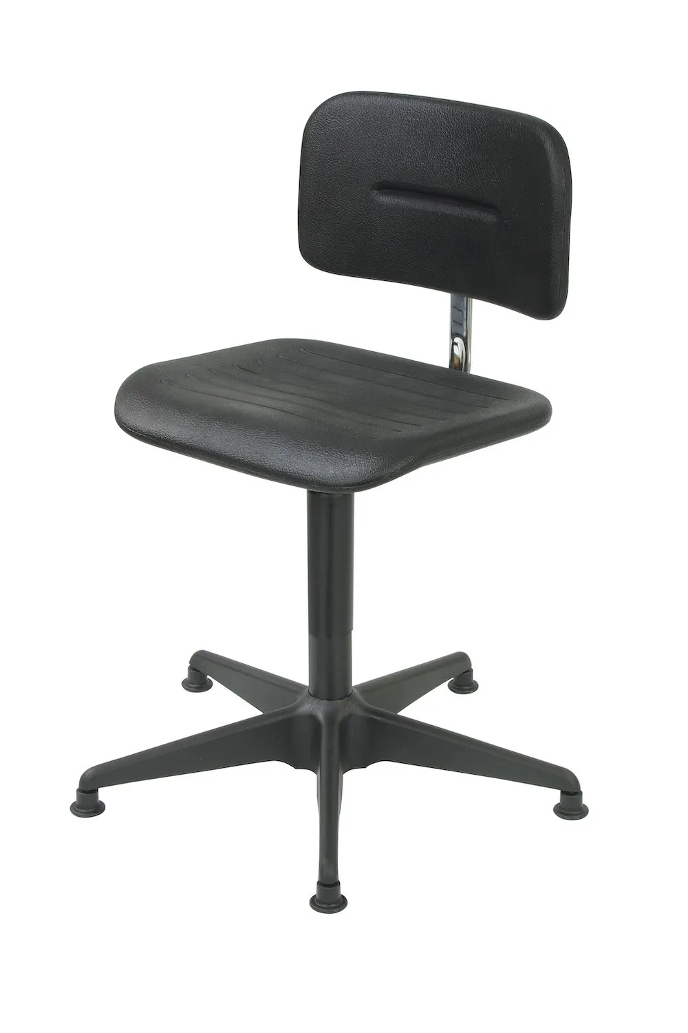 Spindelstuhl Arlington mit kleiner pendelnder Rückenlehne | Sitzhöhe 39-52cm | Ø 59cm | Tragfähigkeit 110kg | Polyurethane-Sitz | Stahl-Fußkreuz mit Kunststoffabdeckung & Gleiter | Schwarz