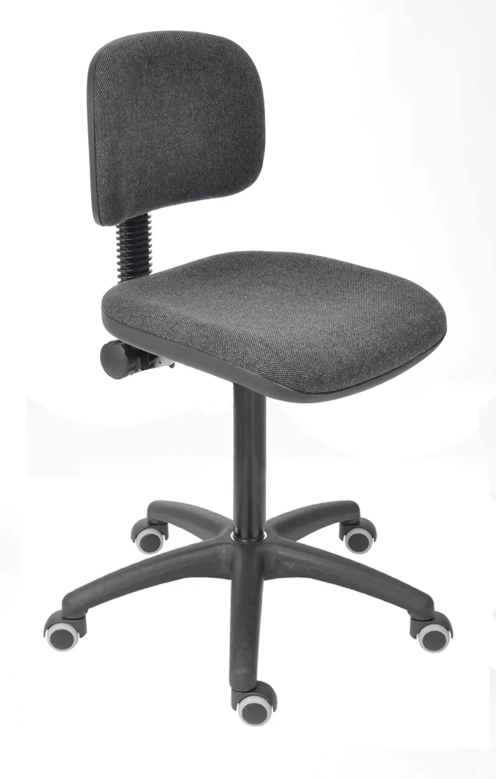 Spindelstuhl Arlington mit kleiner pendelnder Rückenlehne | Sitzhöhe 46-59cm | Ø 63cm | Tragfähigkeit 110kg | Polstersitze | Kunststoff-Fußkreuz mit Rollen | Anthrazit