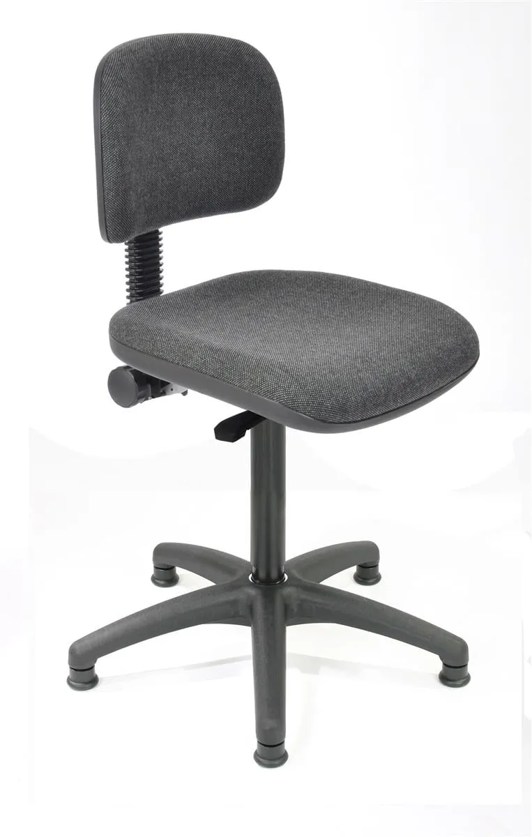 Arbeitsstuhl Arlington mit kleiner Rückenlehne | Sitzhöhe 45-64cm | Ø 63cm | Tragfähigkeit 110kg | Polstersitze | Kunststoff-Fußkreuz mit Gleiter | Anthrazit