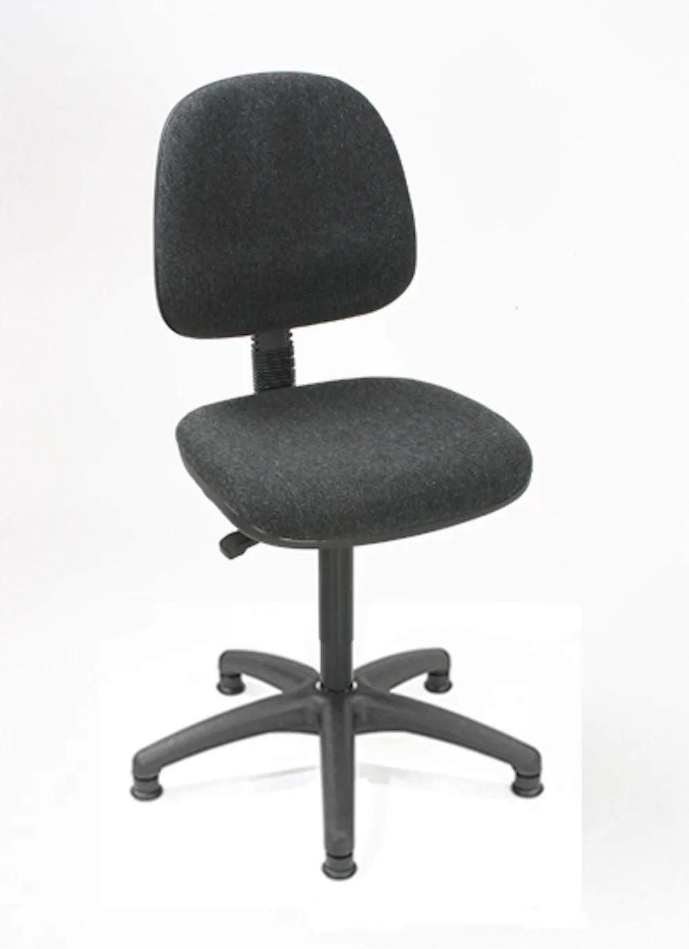 Arbeitsstuhl Arlington mit großer Rückenlehne | Sitzhöhe 45-64cm | Ø 63cm | Tragfähigkeit 110kg | Polstersitze | Kunststoff-Fußkreuz mit Gleiter | Anthrazit