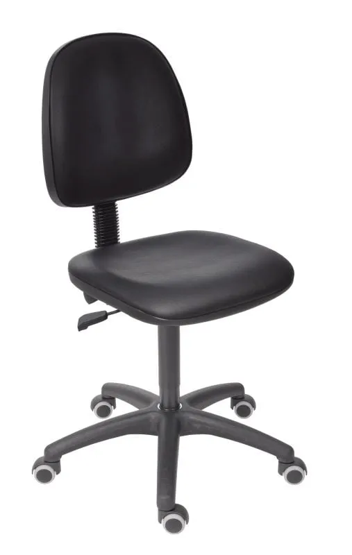 Arbeitsstuhl Arlington mit kleiner Rückenlehne & Sitzneigeverstellung | Sitzhöhe 47-66cm | Ø 61cm | Tragfähigkeit 110kg | Kunstleder-Sitz | Kunststoff-Fußkreuz mit Rollen | mit Asynchron-Mechanik | Schwarz