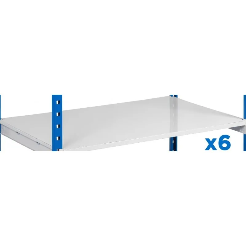6x Metall-Auflage für Fachböden MAXIMUS & MAXIMUS Pro | BxT 125x60cm | Stahl 0,8mm | Lichtgrau