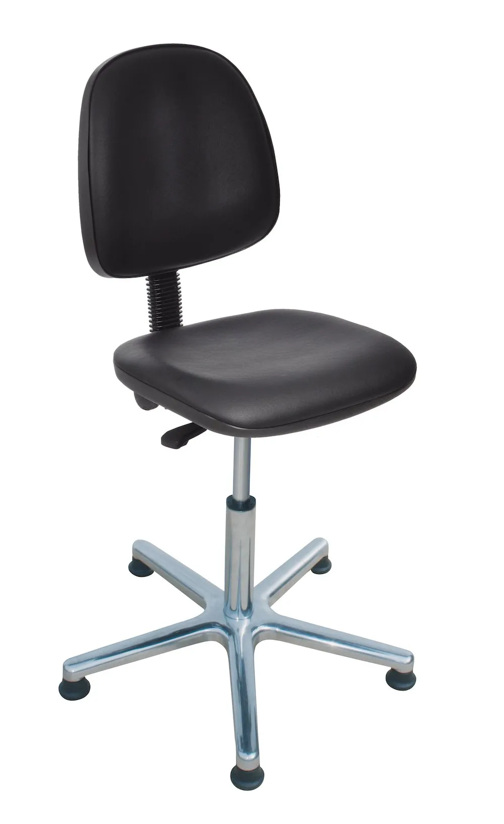 Antistatischer Arbeitsstuhl Arlington mit großer Rückenlehne & ESD-Sitz | Sitzhöhe 48-67cm | Ø 61cm | Tragfähigkeit 110kg | Kunstleder-Sitz | Aluminium-Fußkreuz mit Gleiter | Schwarz