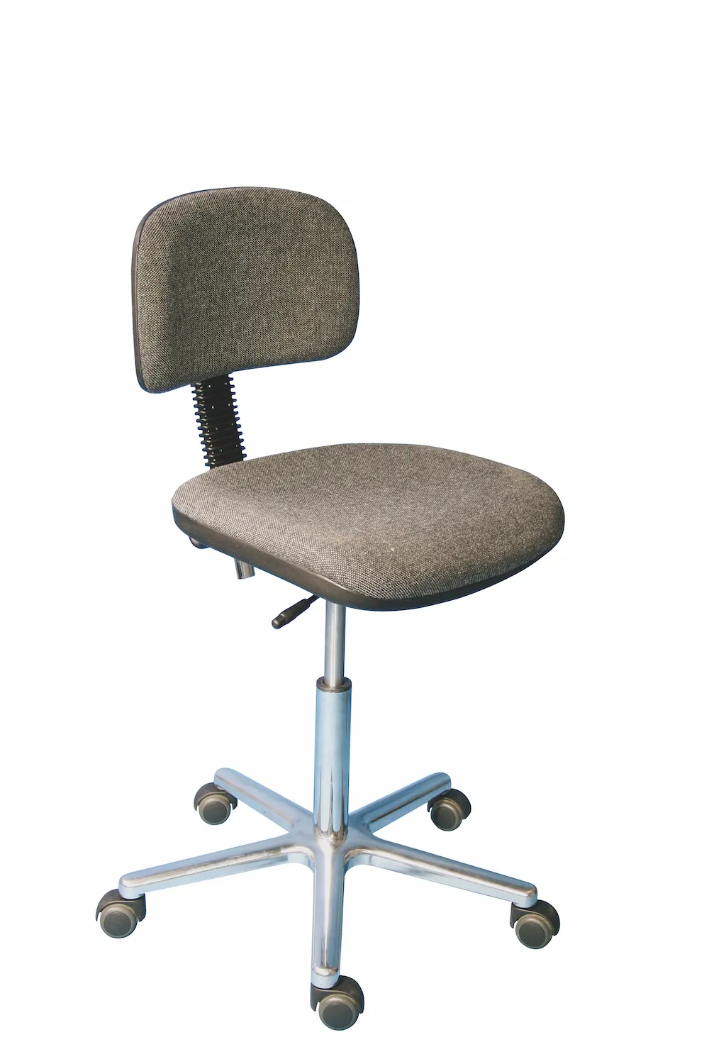 Antistatischer Arbeitsstuhl Arlington mit kleiner Rückenlehne & ESD-Sitz | Sitzhöhe 51-70cm | Ø 61cm | Tragfähigkeit 110kg | Polstersitze | Aluminium-Fußkreuz mit Rollen | Anthrazit