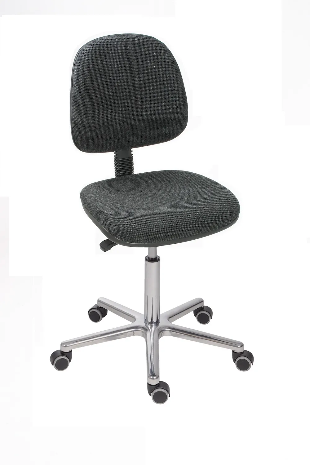 Antistatischer Arbeitsstuhl Arlington mit großer Rückenlehne & ESD-Sitz | Sitzhöhe 51-70cm | Ø 61cm | Tragfähigkeit 110kg | Polstersitze | Aluminium-Fußkreuz mit Rollen | Anthrazit