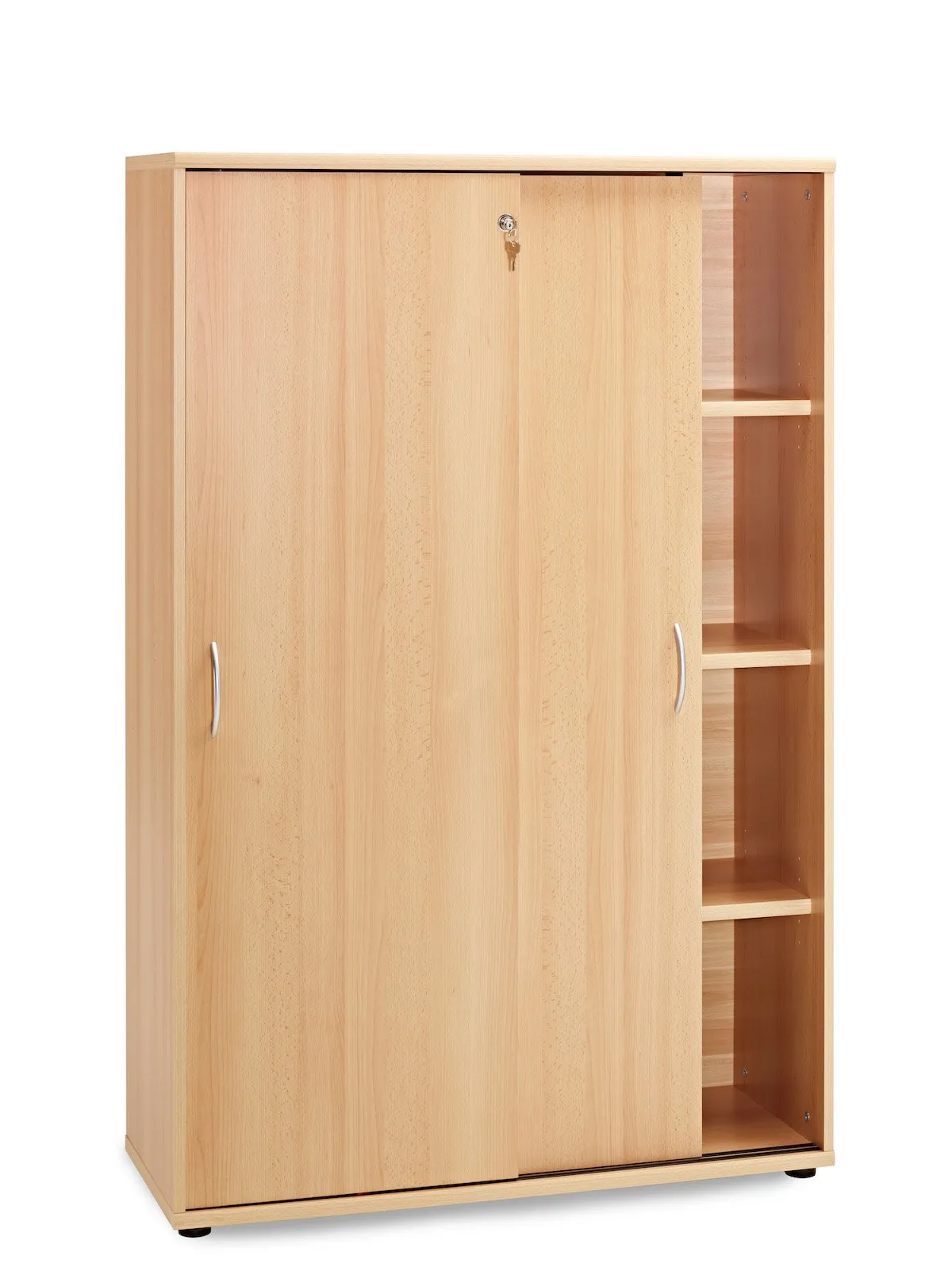 Möbelpartner Schiebetürenschrank Lion | Large | HxBxT 153x100x40cm | 4 Fächern | Buche
