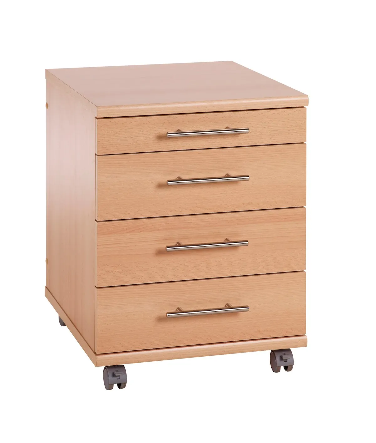 Möbelpartner Rollcontainer Eagle | HxBxT 57x42x50cm (Höhe mit Rollen) | 4 Schubladen | Buche