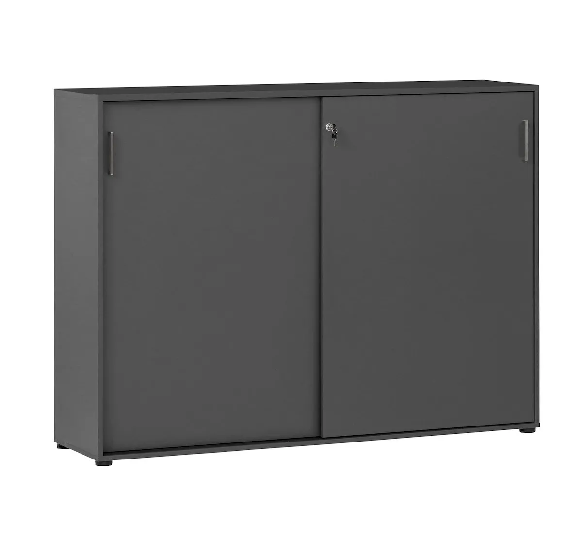 Möbelpartner Schiebetürenschrank Hippo | Large | HxBxT 120x160x40cm | 3 Fächern & 2 Schiebetüren | Anthrazit