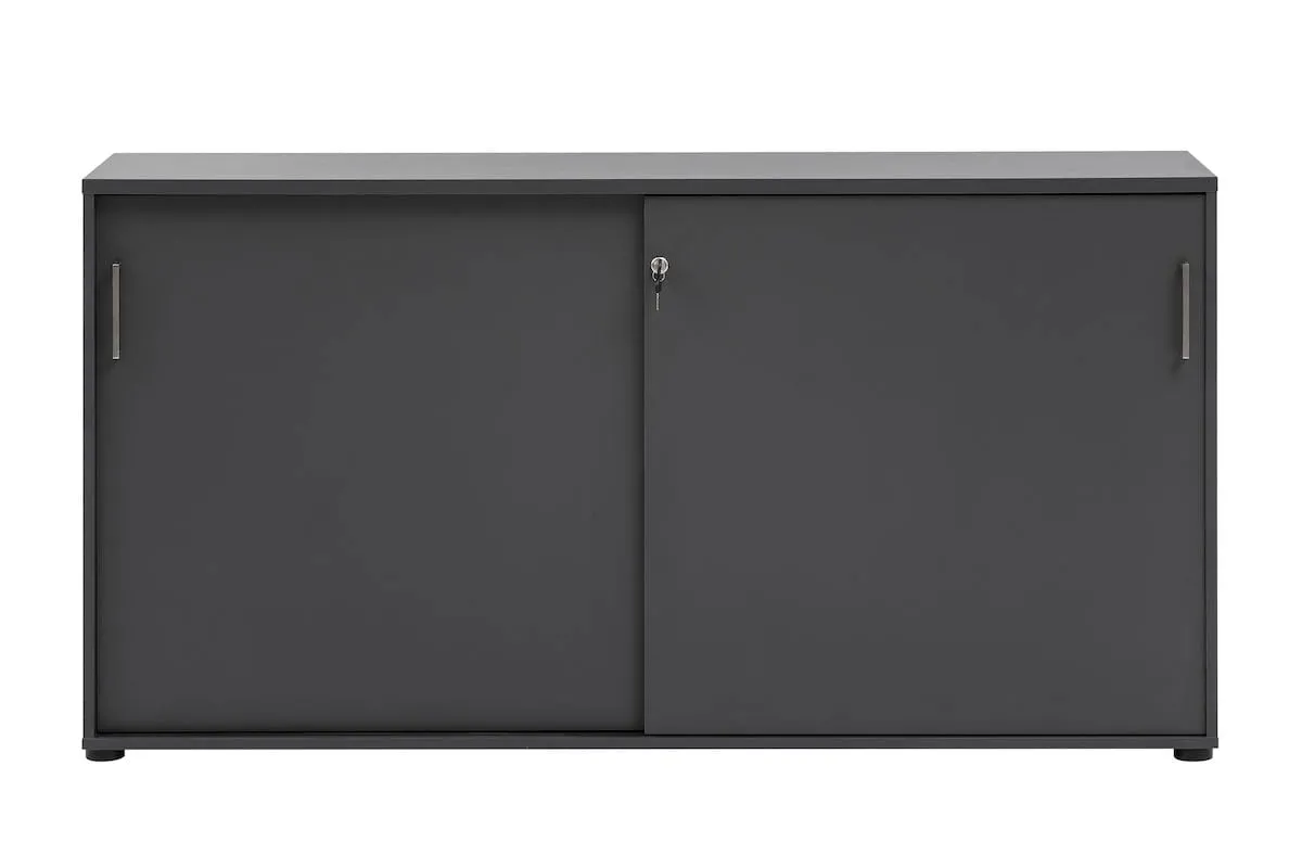 Möbelpartner Schiebetürenschrank Hippo | Small | HxBxT 84x160x40cm | 2 Fächern & 2 Schiebetüren | Anthrazit