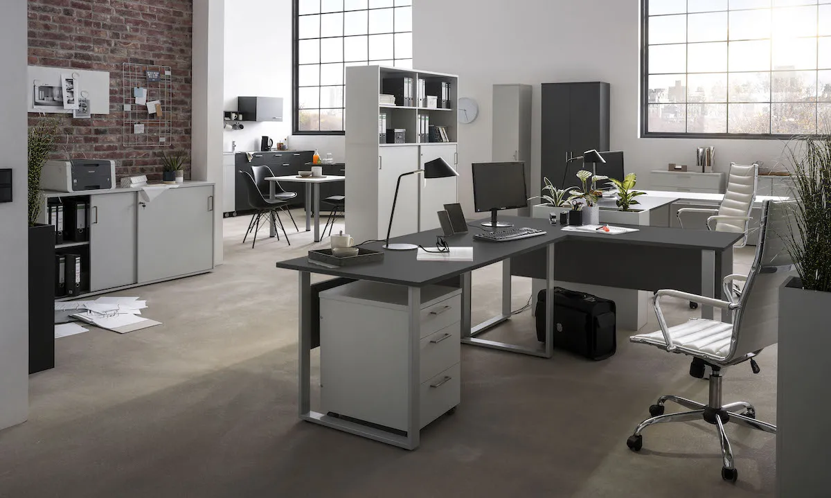 Möbelpartner Rollcontainer Hippo | HxBxT 60x40x50cm (Höhe mit Rollen) | 3 Schubladen | Lichtgrau