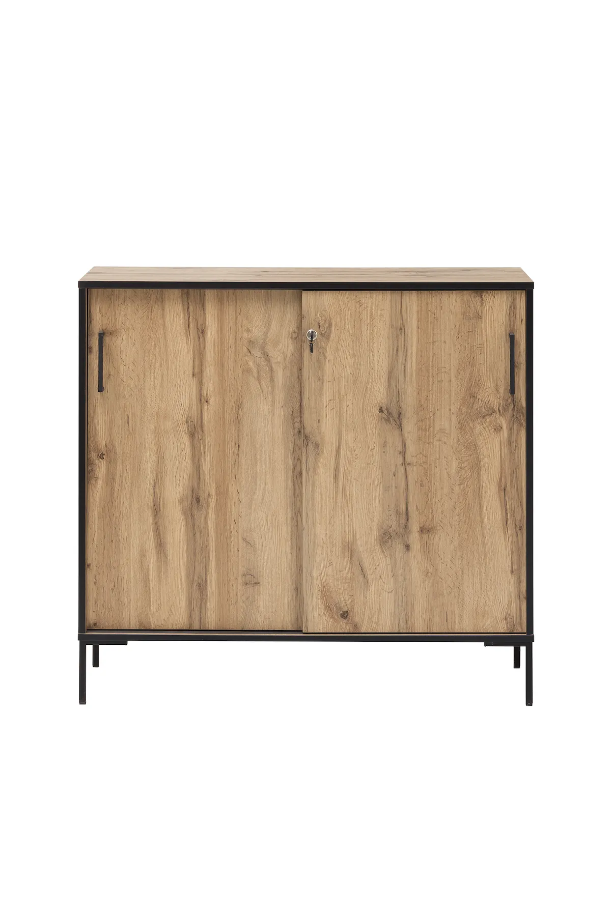 Möbelpartner Schiebetürenschrank Panda | HxBxT 96x100x41cm | 2 Fächern & 2 Schiebetüren | Eiche