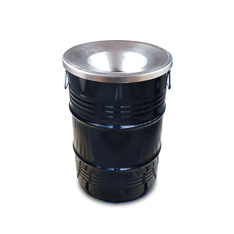 Robuste Abfalltonne mit flammhemmendem Deckel | 200 Liter, HxBxT 87x57x57cm | Metall | Schwarz