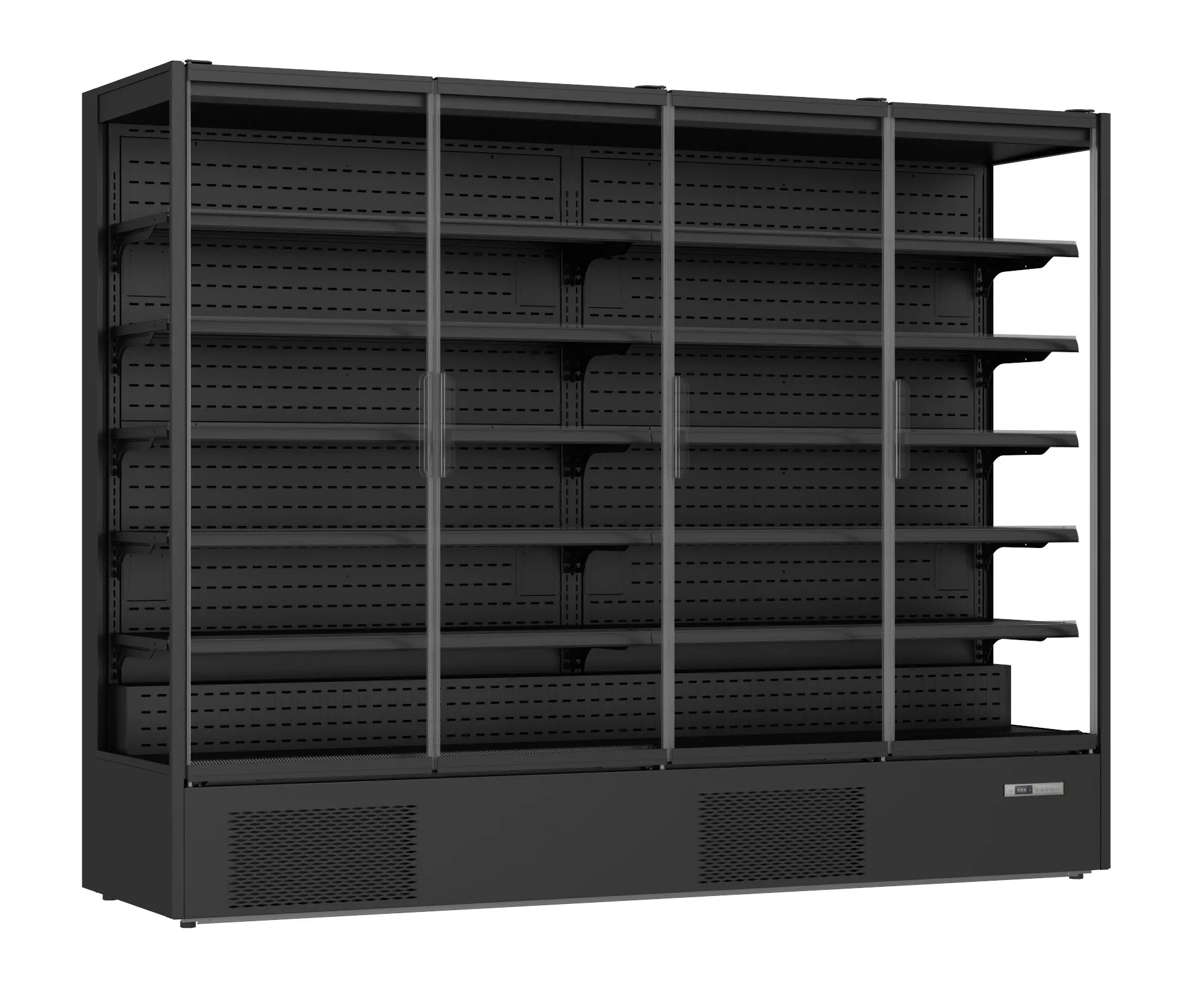 Wandkühlung MAMMUT | 4x Glastür + LED | 2585L, HxBxT 201x256x74cm | -1/+5°C | Schwarz
