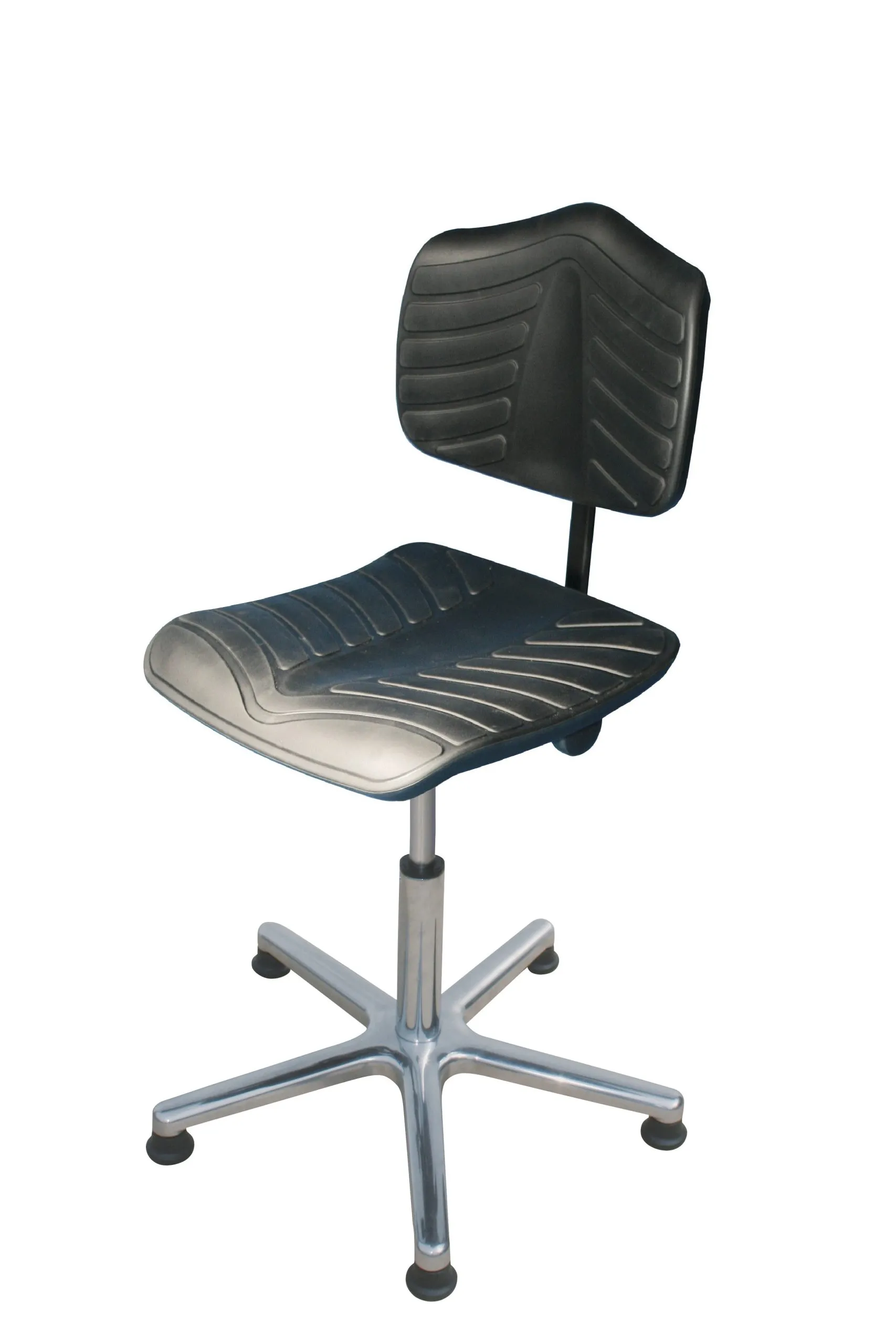 Arbeitsstuhl Arlington mit großer Rückenlehne & Sitzneige | Sitzhöhe 44-63cm | Tragfähigkeit 110kg | Polyurethane-Soft-Sitz | Aluminium-Fußkreuz mit Gleiter | Schwarz