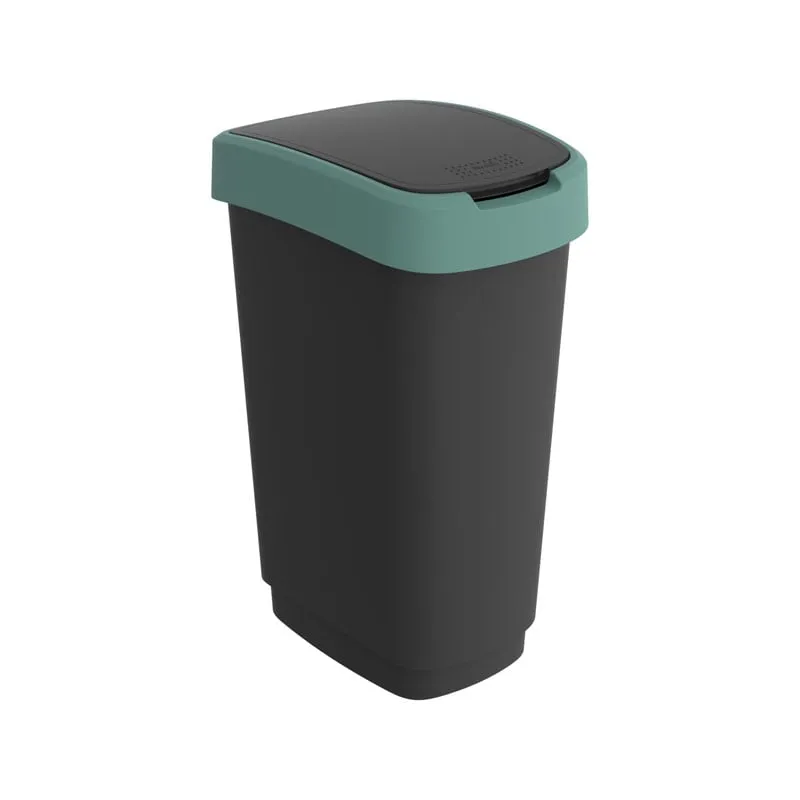 Klassischer Abfalleimer für Innenbereich | 50 Liter, HxBxT 60x29,8x40cm | Kunststoff | Schwarz-Grün