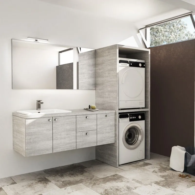 LAVANDERIA 2-TÜRIGER WASCHBECKENSCHRANK MIT ABDECKUNG UND TROCKNER