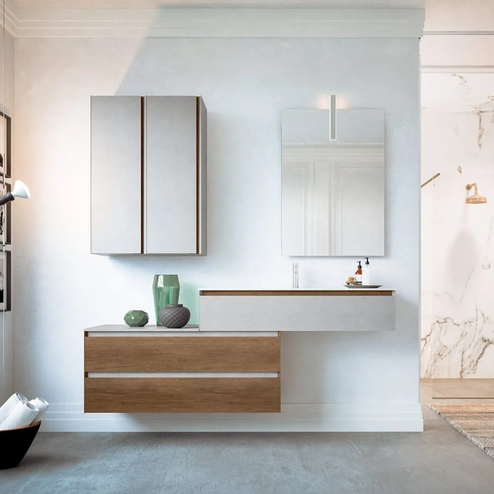 ARTESI URBAN UR04 WASCHTISCH-WANDSCHRANK 3 SCHUBLADEN, OBERSCHRANK UND SPIEGEL