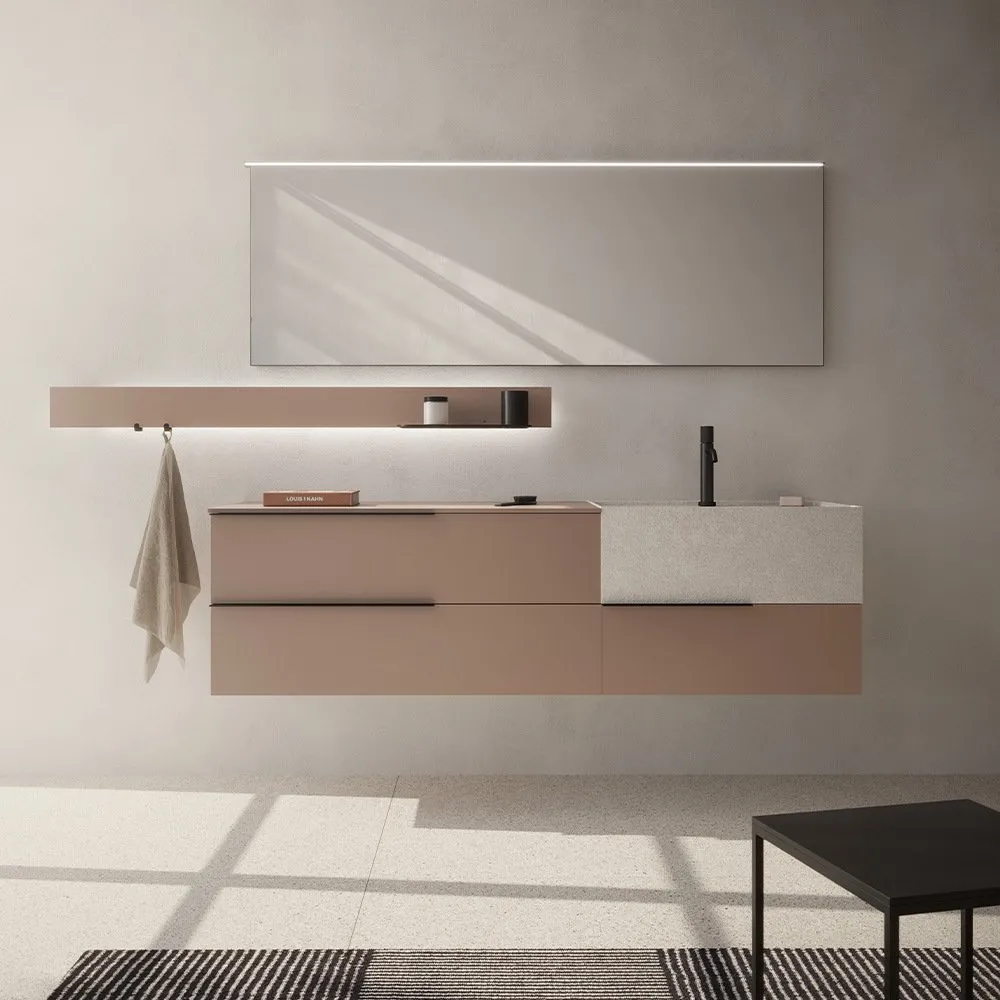 ARBI SKY 14 WANDHÄNGENDER UNTERSCHRANK, WASCHBECKEN, SCHILFROHR, SPIEGEL