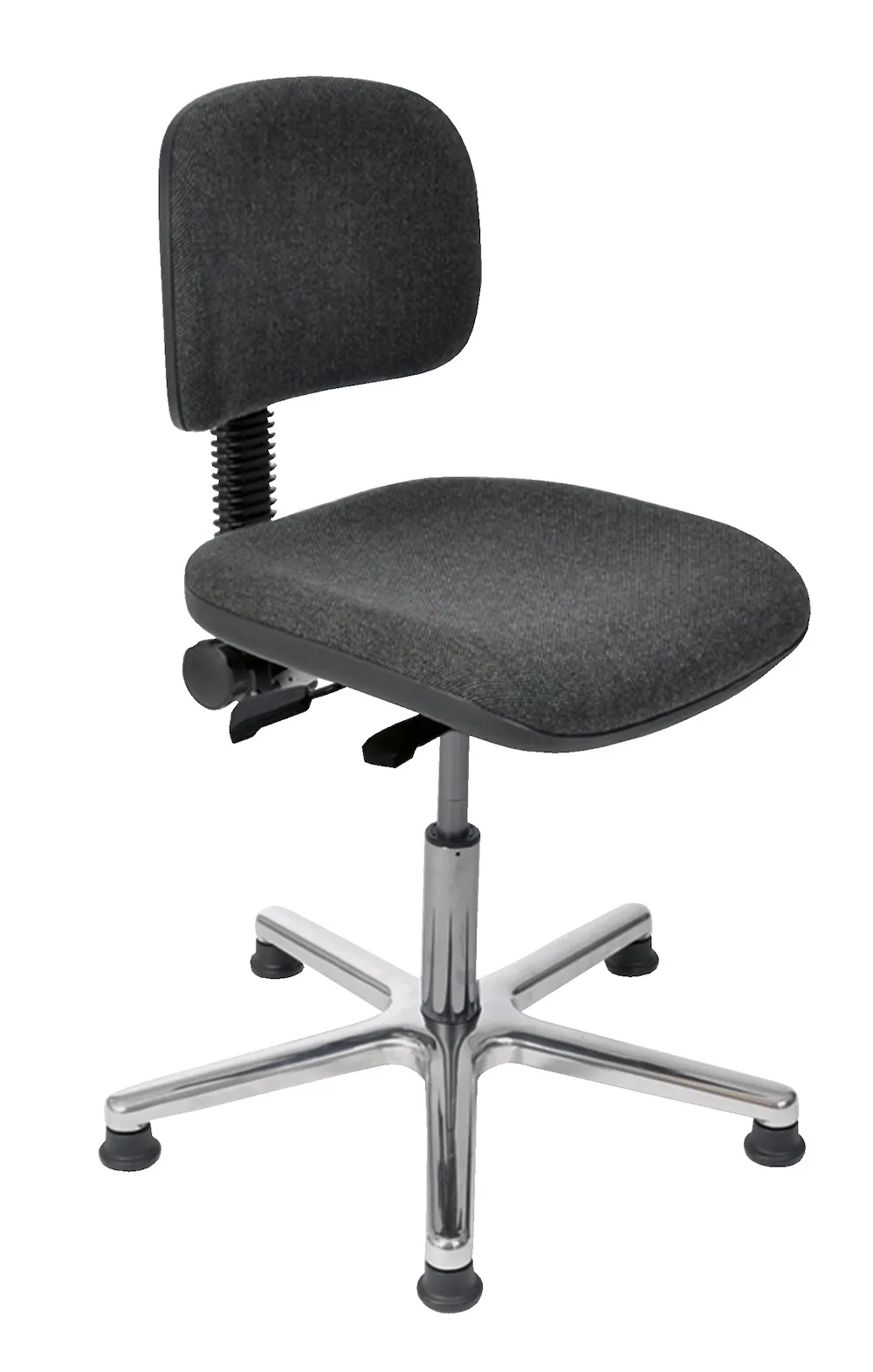 Arbeitsstuhl Arlington mit kleiner Rückenlehne & Sitzneigeverstellung | Sitzhöhe 48-66cm | Ø 61cm | Tragfähigkeit 110kg | Polstersitze | Aluminium-Fußkreuz mit Gleiter | mit Asynchron-Mechanik | Silber/Anthrazit