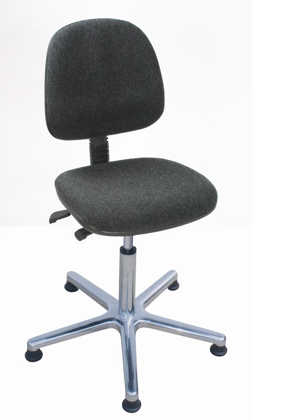 Arbeitsstuhl Arlington mit großer Rückenlehne & Sitzneigeverstellung | Sitzhöhe 48-66cm | Ø 61cm | Tragfähigkeit 110kg | Polstersitze | Aluminium-Fußkreuz mit Gleiter | mit Asynchron-Mechanik | Silber/Anthrazit