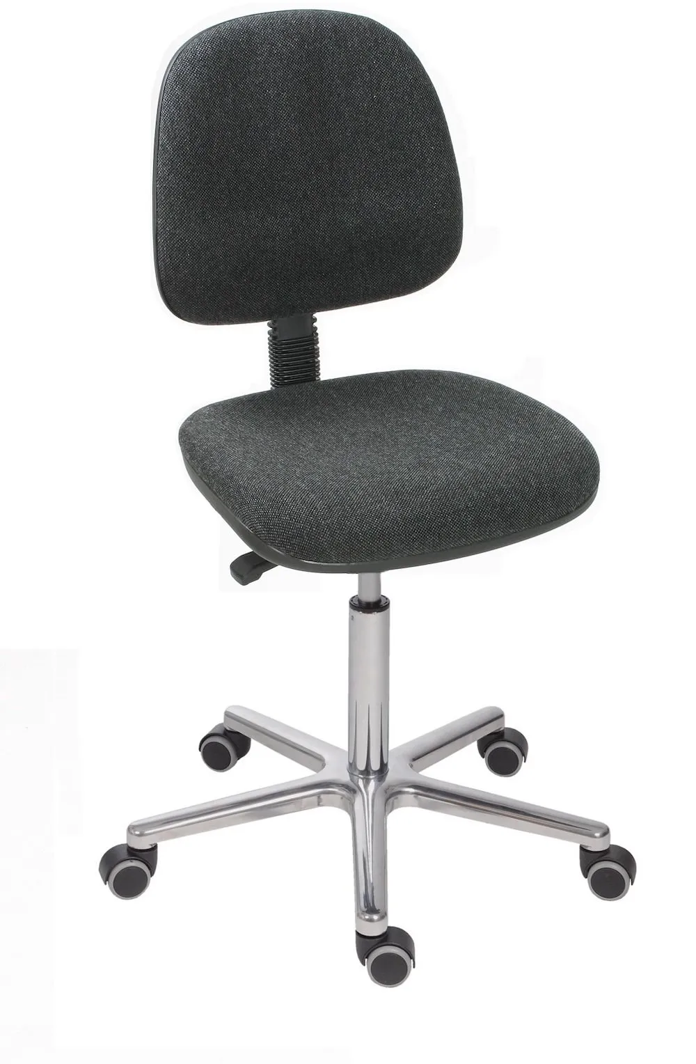 Arbeitsstuhl Arlington mit großer Rückenlehne & Sitzneigeverstellung | Sitzhöhe 50-68cm | Ø 61cm | Tragfähigkeit 110kg | Polstersitze | Aluminium-Fußkreuz mit Doppelrollen | mit Asynchron-Mechanik | Silber/Anthrazit