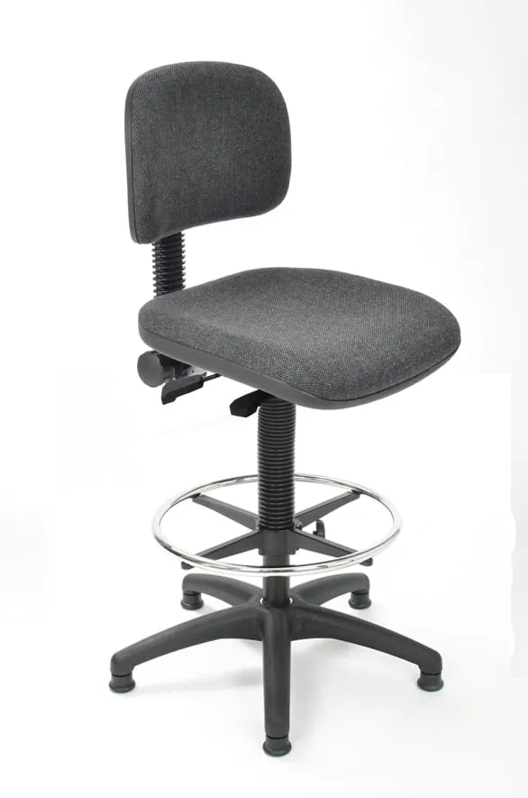 Arbeitsstuhl Arlington mit kleiner Rückenlehne & Sitzneigeverstellung | Sitzhöhe 52-71cm | Ø 61cm | Tragfähigkeit 110kg | Polstersitze | Kunststoff-Fußkreuz mit Fußring & Gleiter | mit Asynchron-Mechanik | Anthrazit