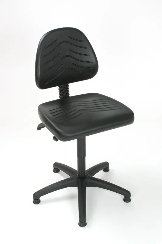 Arbeitsstuhl Arlington mit kleiner Rückenlehne & Sitzneigeverstellung | Sitzhöhe 44-63cm | Ø 61cm | Tragfähigkeit 110kg | Polyurethane-Sitz | Kunststoff-Fußkreuz mit Gleiter | mit Asynchron-Mechanik | Schwarz