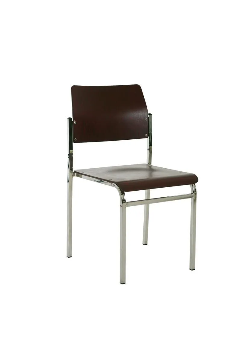 Stapelbare Besucherstühle Newark | HxBxT 70x42x42cm | Tragfähigkeit 110kg | Buche-Sitz | Verchromt/Bordeaux