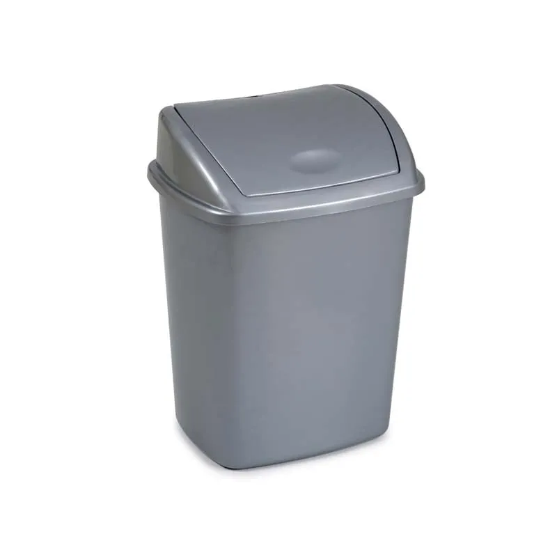 Klassischer Abfallbehälter mit Klappdeckel | 15 Liter, HxBxT 40x30x20cm | Kunststoff | Grau