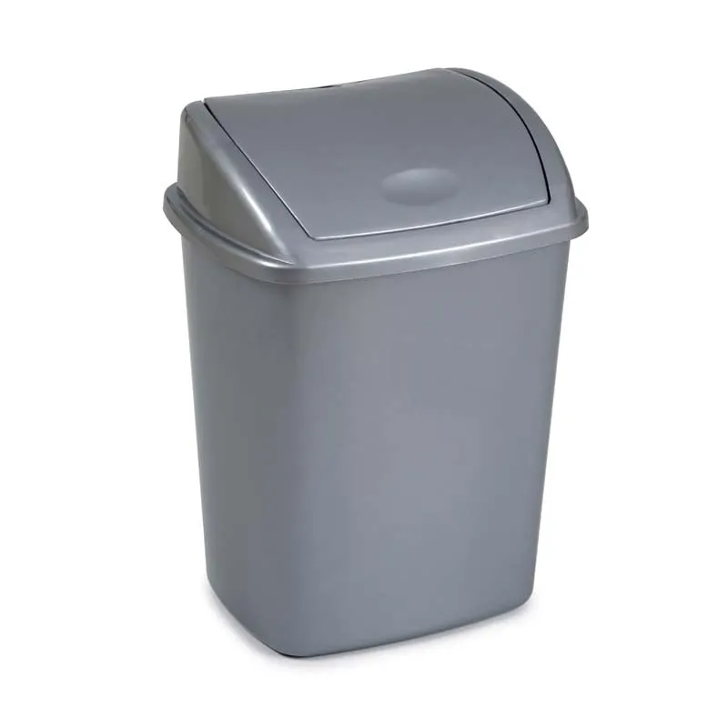 Klassischer Abfallbehälter mit Klappdeckel | 26 Liter, HxBxT 48x35x27cm | Kunststoff | Grau