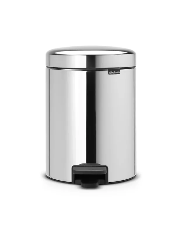 Brabantia Klassischer Tretmülleimer mit Soft-Verschluss | 5 Liter, HxBxT 30,2x26,3x21,7cm | Metall | Edelstahl