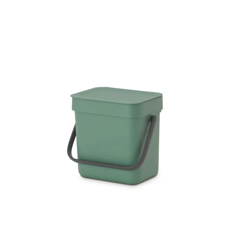 Brabantia Abfallsammler mit Stay-open Deckel | 6 Liter, HxBxT 18x20x24,5cm | Kunststoff | Hellgrau