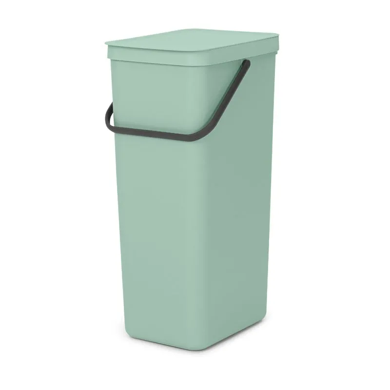 Brabantia Abfallsammler mit Stay-open Deckel | 40 Liter, HxBxT 62x26,8x34,5cm | Kunststoff | Jade