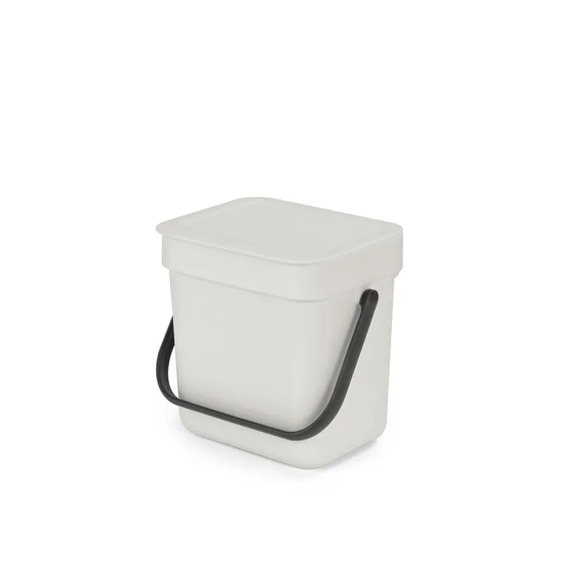 Brabantia Abfallsammler mit Stay-open Deckel | 3 Liter, HxBxT 17,4x18,8x13,9cm | Kunststoff | Hellgrau