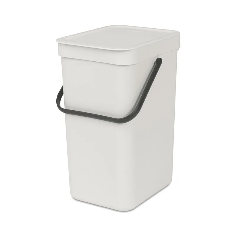 Brabantia Abfallsammler mit Stay-open Deckel | 12 Liter, HxBxT 35x20x24,9cm | Kunststoff | Hellgrau