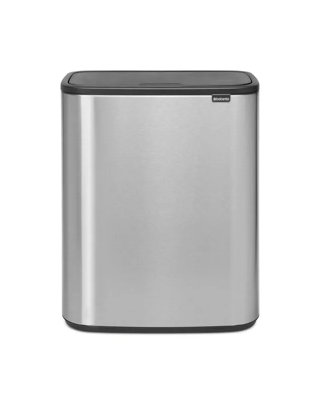 Brabantia Hochwertiger Abfallsammler mit Touch-Öffnung | 2x30 Liter, HxBxT 65,6x54,5x31cm | Edelstahl