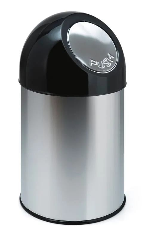 Klassischer Abfallbehälter mit Pushdeckel | 30 Liter, HxBxT 56x31x31cm | Metall | Edelstahl