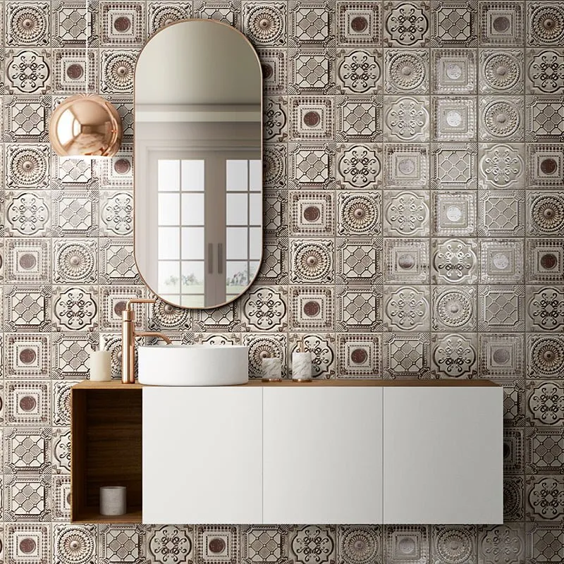 MAINZU FLIESEN ANTICATTO WHITE METALLEFFEKT 20X20