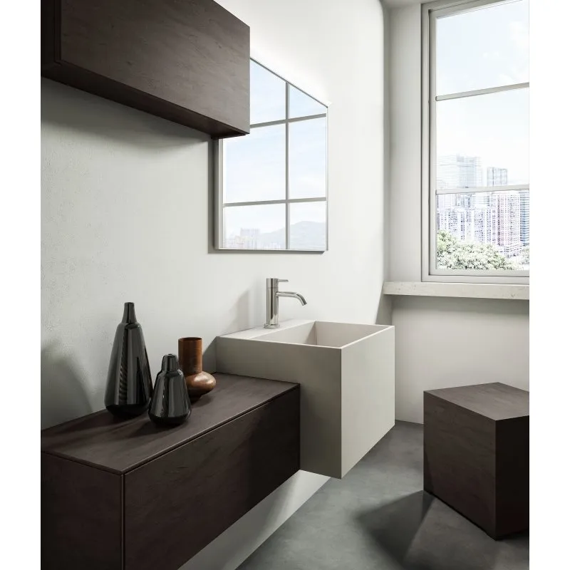 MONOLITE WANDWASCHTISCH MIT SCHUBLADEN UND SPIEGEL