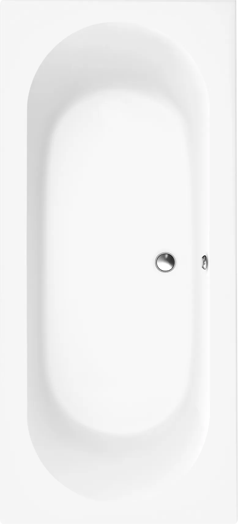 Villeroy & Boch Badewanne „O.novo“ rechteck 180 × 80 cm, Mittelablauf in Weiß Alpin
