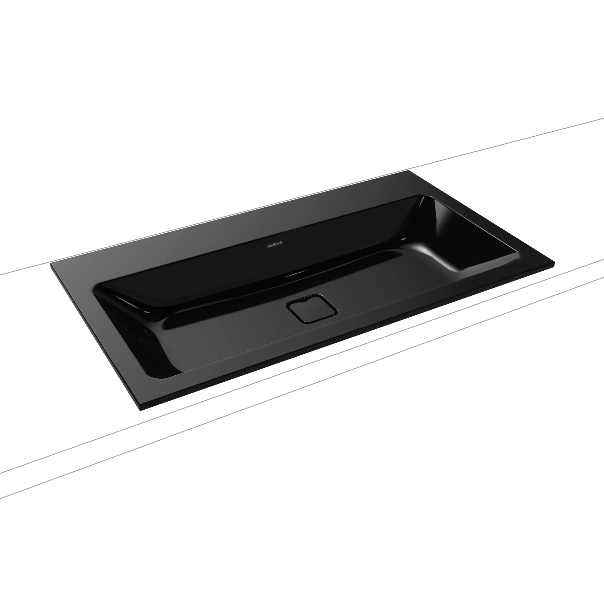 Cono Einbauwaschtisch ohne Hahnloch, ohne Überlauf mit Perl-Effekt, 90 x 50 x 1,4 cm, 901706003676, schwarz matt Sonderangebot