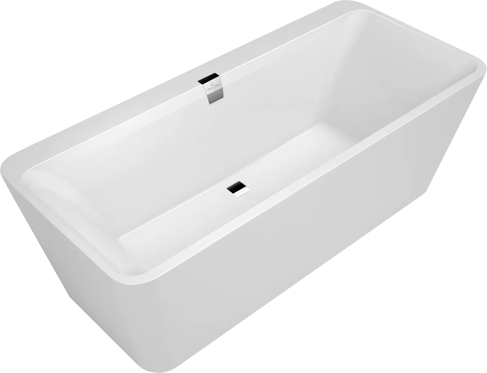 Villeroy & Boch Badewanne „Squaro Edge 12 Excellence“ freistehend rechteck 180 × 80 cm, Mittelablauf in Weiß Alpin