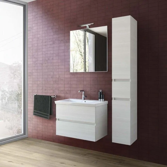 MONOBLOCCHI 2-SCHUBLADEN-WASCHTISCH-WANDSCHRANK MIT KONSOLE UND SPIEGEL